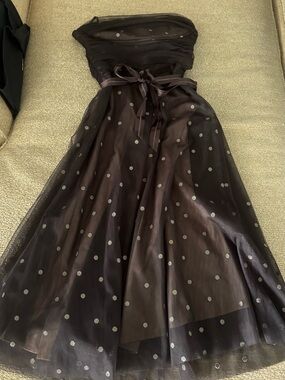 BCBGMAXAZRIA Black & Brown Polka Dot Tulle Dress - Size S
